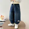 Pantalones Vaqueros de Conejo Estilo Coreano para Niñas Estilo Primavera/Otoño 2026 Nueva Moda Infantil Niña Elegante Casual Pantalones Largos Modernos