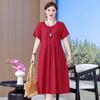 Ropa de Mujer Nueva de Verano 2026, Ropa de Mujer Holgada Tallas Grandes, Vestido Camisa que Cubre la Barriga, Vestido de Algodón y Seda Estilo Shanghai de Longitud Media Adelgazante