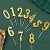 Pacote com 50 Velas Douradas com Números para Decoração de Bolo de Aniversário, Enfeites para Mesa de Sobremesa de Festa de Primeiro Aniversário Infantil