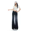 Jeans de Tiro Alto Azul Oscuro Elásticos Microbocancha para Mujer Otoño 2026 Nueva Llegada Corte Delgado Moda Simples Versátiles Pantalones de Boca Ancha