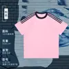 Camiseta Básica de Verano de Algodón Puro con Cuello Redondo y Manga Corta con Tres Rayas, Holgada, Versátil, Ropa para Pareja, Camiseta de Manga Corta, Exportación Transfronteriza