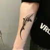 Pegatina de tatuaje de tiburón de puntos blancos y negros, estilo europeo y americano, tiburón simple de cola larga, impermeable, antebrazo, muñeca, pegatina de tatuaje personalizada