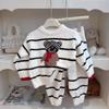 Pijama Outono/Inverno 2026 Conjunto de Roupa de Casa Espesso Infantil para Meninas e Meninos, Conjunto de Duas Peças em Fleece Coral para o Inverno