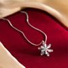Colar Nalan de Prata Esterlina S925 com Diamantes, Flocos de Neve de Natal, Corrente de Clavícula Doce, Fresca e Criativa D9197