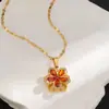 Colar de Aço Titânio Flor de Cinco Folhas Colar de Zircônia Luxo Acessível Nicho Corrente para Clavícula Feminina Colar Rotativo Não Desbota Joia