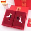 Toalha de casamento de algodão grande vinho tinto 3 casamento de aniversário de sorte não é fácil de desbotar uma geração de toalha vermelha de casamento de algodão