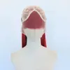 Nueva peluca frontal de encaje estilo europeo y americano transfronteriza para mujer, peluca completa de cabello lacio rojo a la altura del hombro, tejido semi-manual 13*4