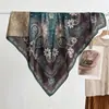 Bufanda Grande Azul de Algodón Lino con Patrón de Anacardo 90% Bufanda de Seda Protector de Cuello Estilo Coreano para Mujer Chal Pañuelo Fino para la Cabeza Bufanda de Terciopelo Rosa