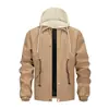 Chaqueta abrigo con capucha para hombre, deportiva, para exteriores, casual, corte holgado, versátil, cintura elástica, bolsillo grande, comercio exterior
