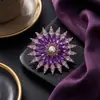 Broche de floco de neve de vidro roxo Advanced Sense Moda requintada Roupas femininas Placket de pressão Pin fixo Anti-reflexo Corsage