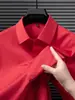 Camisa vermelho vivo, vermelho chinês, camisa sem costura de nylon-spandex de alta elasticidade, resistente a rugas, camisa vermelha de manga comprida