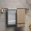 Toallero de baño sin perforaciones, de lujo, negro, dorado, espacial, de aluminio, montado en la pared, para baño, de doble poste y de un solo poste.