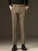 Ropa para Hombre Fengshe / Pantalones Casuales Gruesos Forrados de Polar para Hombre Pantalones de Traje Rectos Ajustados para Hombre
