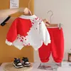 Nuevo Estilo de Primavera Conjunto de Dos Piezas de Manga Larga con Cuello Chino para Niños Estilo Chino Traje Casual de Manga Larga para Bebé Venta Directa de Fábrica