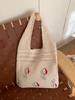 Bolso de Punto Vintage de Malla Calada Bolso de Hombro de Alta Gama para Niña Bolso Tejido Nicho Bolso de Mano de Gran Capacidad