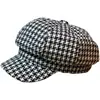 Gorro Octagonal de Espiga Izquierdo-Inferior para Mujer, Moderno y Versátil, Gorro Retro Estilo Pintor Británico para Otoño e Invierno, Gorro Moderno y Versátil Estilo Coreano