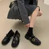 Zapatos de Cuero Pequeños Estilo Británico con Suela Gruesa para Mujer 2023 Primavera Retro Punta Cuadrada Mary Janes Mocasines