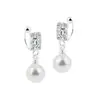 Pendientes de Zirconia Francesa de Alta Gama, Pendientes de Perla, Pendientes de Lujo Modernos y Accesibles, Pendientes sin Perforación, Pendientes para Mujer