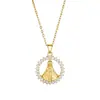 [Acero de Titanio] Collar redondo de retrato estilo europeo y americano, con un diseño lujoso y elegante totalmente adornado con diamantes, una cadena versátil para la clavícula para mujeres, hecho de acero de titanio