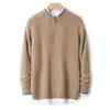 Nuevo Cárdigan de Lana 100% Pura para Hombre Otoño/Invierno con Cuello Semi Alto, Cremallera Color Block, Suéter de Punto Trendy para Negocios