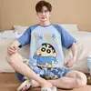 Conjunto de shorts de manga corta de algodón puro con dibujos para niños 2026 verano juvenil holgado casual ropa de casa elegante