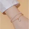 Pulsera de perlas de doble capa transfronteriza europea y americana para mujer, moda retro, diseño simple de personalidad, estilo frío, pulsera estilo Hong Kong