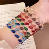 Pulseira Geométrico Coração de Zircônia Ultra Brilhante Dopamina, Luxo Leve, Alta Qualidade, Pulseira Exquisita, Moderna e Versátil, Elegante Acessório de Mão