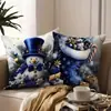 Ambiente Festivo Navideño Azul Papá Noel Muñeco de Nieve Elementos de Regalo Funda de Almohada Impresa Digitalmente Venta al por Mayor