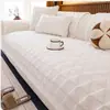 Cojín de Sofá Ultra Suave de Cristal Simple Otoño/Invierno Antideslizante Bordado 3D Felpa Cojín de Asiento Fila Recta Sofá Toalla de Sofá de Felpa