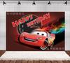 Amazon Novo Brinquedo de Carro Toy Story Relâmpago McQueen Desenho Animado Tema de Aniversário Tecido de Fundo para Foto Fotografia 3D