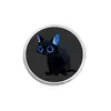 Broche Redondo Creativo de Gato Negro Ojos Azules Pin de Animal Pequeño de Dibujos Animados Accesorio Versátil de Nicho En Stock