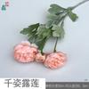 Rosa de té de 3 cabezas en flocado Qianzi Lulian, arreglo escénico, paisaje, flores falsas, boda romántica, arreglo floral de camino, flores de simulación