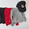 Ropa interior para niña de otoño, nuevo estilo, lunares para pareja, manga larga, lunares, top para bebé niña, blanco con estilo versión coreana, camiseta dulce