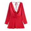 Atacado Fabricante de Roupas Femininas Transfronteiriço 2025 Aliexpress Mais Vendido Moda Casual Vestido com Gola Drapeada Textura de Cetim de Seda