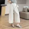 Elegantes pantalones falda de 8 puntas, pantalones de pierna ancha frescos y ventilados, tejido mixto, pantalones de mujer para el verano 2026, nuevo H070801