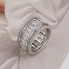 Anillo Europeo y Americano Transfronterizo de Diamante Completo para Mujer, Apertura de Circonita de Gama Alta de Nicho, Anillo Ajustable, No se Desvanece, Venta al por Mayor Versátil