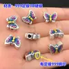 Prata Pura s999 Azul Queimado Cola Borboleta Contas Separadas Contas de Balde Corda de Mão Trançada Fio Pulseira Colar Acessórios DIY Feitos à Mão