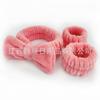 Faixa de cabeça elástica com laço pulseira de pulso em lã de coral faixa de cabeça para lavar o rosto e maquiagem à prova d'água à prova de manchas acessórios de cabelo conjunto novo