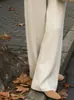 Pantalones de Punto de Lana Pantalones de Pierna Ancha de Lana para Mujer Otoño Invierno Pantalones de Terciopelo de Mapache Color Beige Pantalones de Cachemir con Caída Suave Pantalones de Arroz Glutinoso