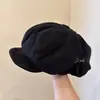 Gorra de Boina Artista Retro Estilo Japonés para Mujeres con Gran Circunferencia de Cabeza, Boina Adelgazante para la Cara, Gorra Octogonal en Forma de Nube para Primavera y Otoño