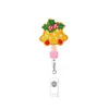 Porta-Crachá Retrátil de Feltro Transfronteiriço Clipe de Crachá Giratório de Natal Porta-Crachá de Identificação de Tecido com Contas Venda por Atacado