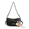 Bolso pequeño cuadrado de patrón de rombos retro para mujer, elegante y texturizado, con correa de cadena, versátil para llevar al hombro, cruzado o debajo del brazo, bolso pequeño de moda