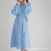 Vestido Elegante com Estampa Europeia e Americana, Novo Grande Tamanho, Franzido, para Mulheres, Estação Independente Amazon Cross-Border 2025