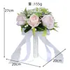 Buquê de Rosas Artificiais Rosa para Mão da Noiva Buquê de Mão para Casamento Buquê para Madrinha Decoração de Flores para Foto de Casamento