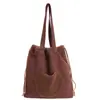 Nova Bolsa de Ombro Suede Retro Fofa Bordada Outono/Inverno 2025 Bolsa Tote Grande para Trabalho Feminino Recheada