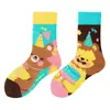 Calcetines originales de moda infantil AB color asimétrico dibujos animados longitud media otoño e invierno caramelos lindos calcetines de algodón para niños y niñas