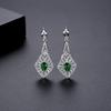 Pendientes Jinse al por mayor, pendientes largos de cobre con incrustaciones de circonita, temperamento europeo y americano, joyería de alta gama para novias y banquetes al por mayor