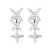 925 brincos traseiro-montados da estrela de Awn do diamante quatro da prata esterlina para mulheres, brincos requintados luxuosos claros personalizados multi-wear E0771
