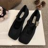 Novos Sapatos Mary Jane de Pelo para Roupas de Inverno Femininas, Novos Sapatos Franceses Retrô de Lã Grossa com Salto Alto para Mulheres