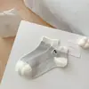 Meias Finas Respiráveis de Primavera e Verão para Crianças Populares na Internet Coreanas com Buracos Desenho Animado Dachshund Bordado Algodão Dopamina Meias Curtas
